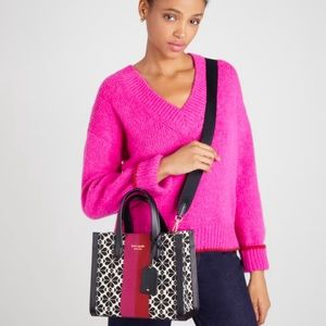 Kate Spade Flower Jacquard Stripe Manhattan Small Tote